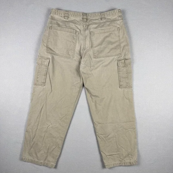 Wrangler WRG Jeans Co Mens Cargo Pants Khaki Tan 36x30 Utility Workwear Pockets - Picture 2 of 8
